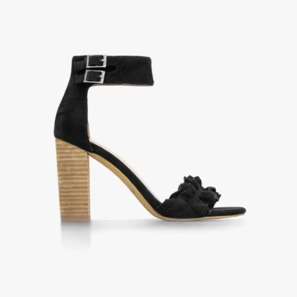 Mi.iM Emmeline Black Ruffle Trim Two Band Heel
